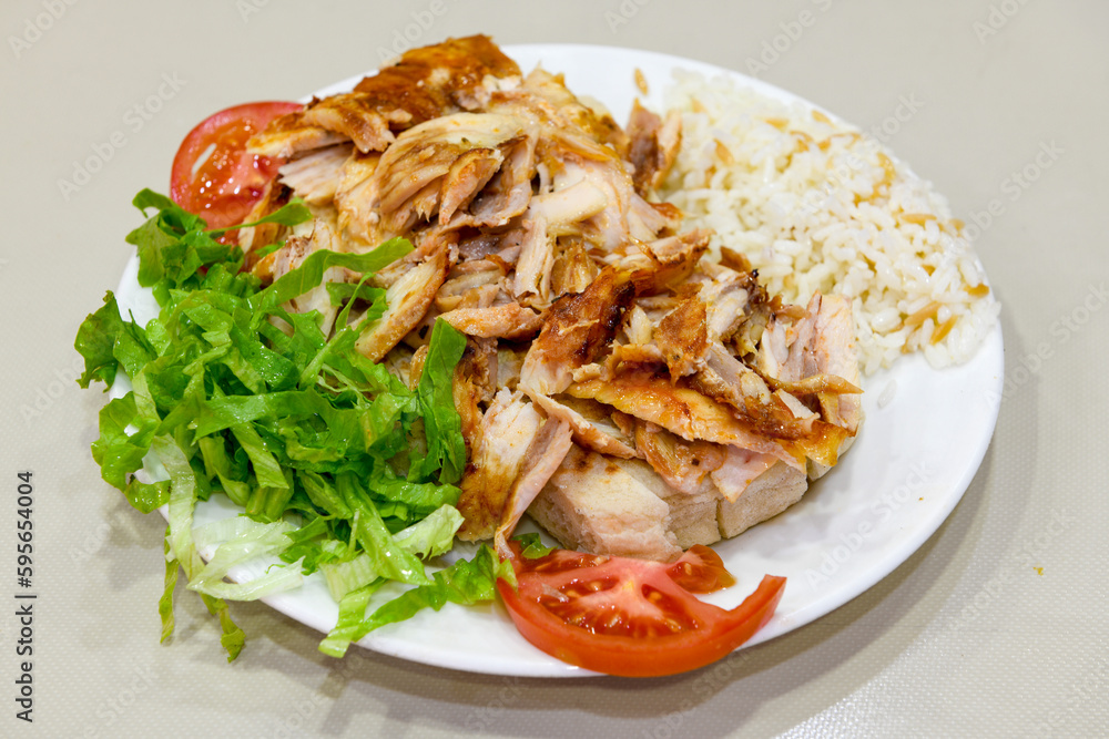 Turkish and Arabic Traditional Ramadan doner kebab with tasty tomato