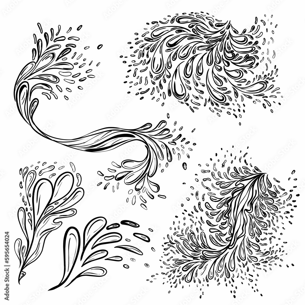 doodle summer splash juice. Cold cocktail with pomegranate, ice and water or juice splash. Vector illustration in hand drawn sketch doodle style. Element for design, coloring book. doodle summer splash juice. Cold cocktail with pomegranate, ice and water or juice splash. Vector illustration in hand drawn sketch doodle style. Element for design, coloring book.