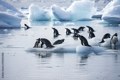 penguins floating on ice © rufous