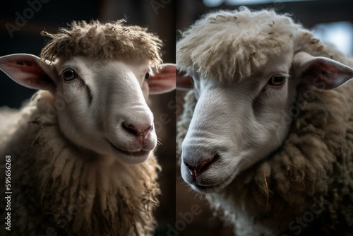 Example of Dolly the sheep being replicated through cloning. Generative AI