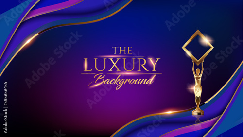 Dark Blue Golden Royal Awards Graphics Background Lines Circle Round Ring Elegant Shine Modern Blended Template  Luxury Premium Corporate Abstract Design Template Banner Certificate Dynamic Shape