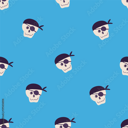 Skulls seamless pattern, vector background with crazy sculls for Hard Rock and Rock N Roll subculture prints textile, hazard and danger, horror and death theme