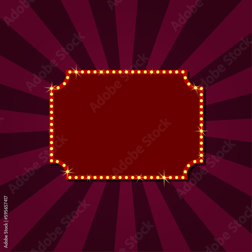 Retro red lightbox. Carnival banner with lights. Festival banner.