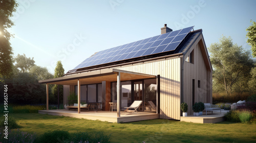 Solar-Powered House with Sustainable Features and Modern Design