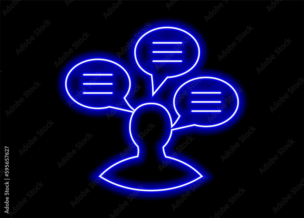 illustration of a symbol of a symbol of peace chat boxes on avatar neon glowing on black illustration of a symbol of a symbol of peace chat boxes on avatar neon glowing on black