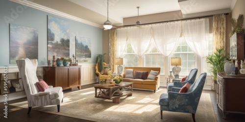 Wallpaper Mural Grandmillennial interior design room with beautiful lightning generative ai Torontodigital.ca