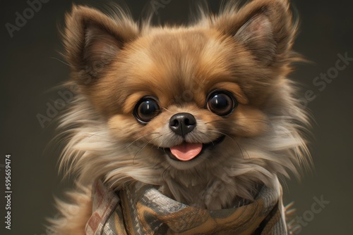 Portrait of a beautiful dog breed Pomeranian close up. AI generated, human enhanced © top images