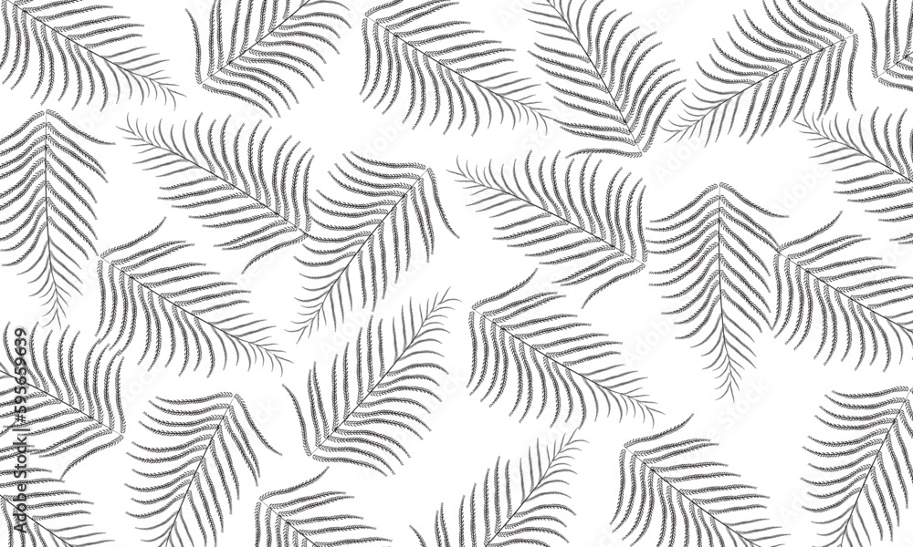 Tropical pattern with beautiful black  twigs and leaves. 