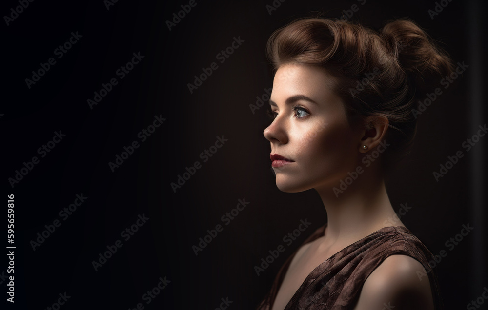 Beautiful woman with elegan retro bun hairstyle Beautiful woman with elegan retro bun hairstyle