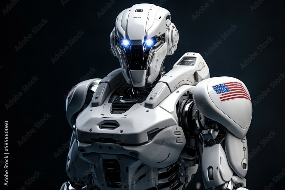 US made robot. Modern technology concept. AI generated, human enhanced US made robot. Modern technology concept. AI generated, human enhanced