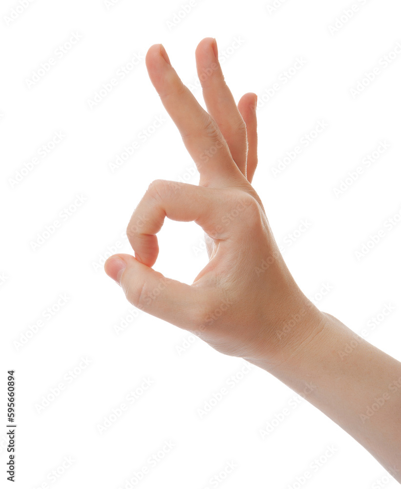 hand showing OK sign isolated on white background hand showing OK sign isolated on white background