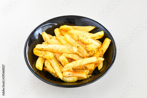 French fries Snack food crispy potato . Fast food or snacks concept. Patates cips.