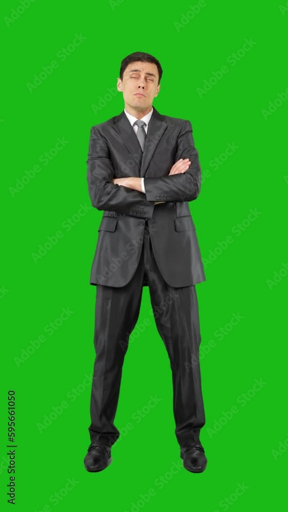 Arrogant man in formal suit. Green background. Arrogant man in formal suit. Green background.