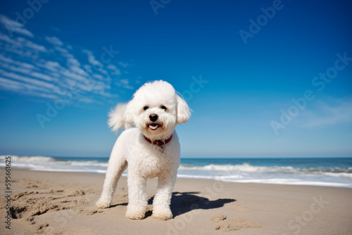 dog on the beach, funny portrait, generativeai © Joachim