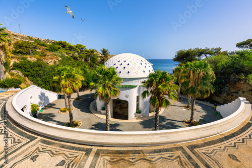 The beautiful buildings at Kalithea Springs constructed in the 1930s, Rhodes Island, Greece, Europe. Kallithea Therms, Kallithea Springs located at the bay of Kallithea on Rhodes island, Greece. photo