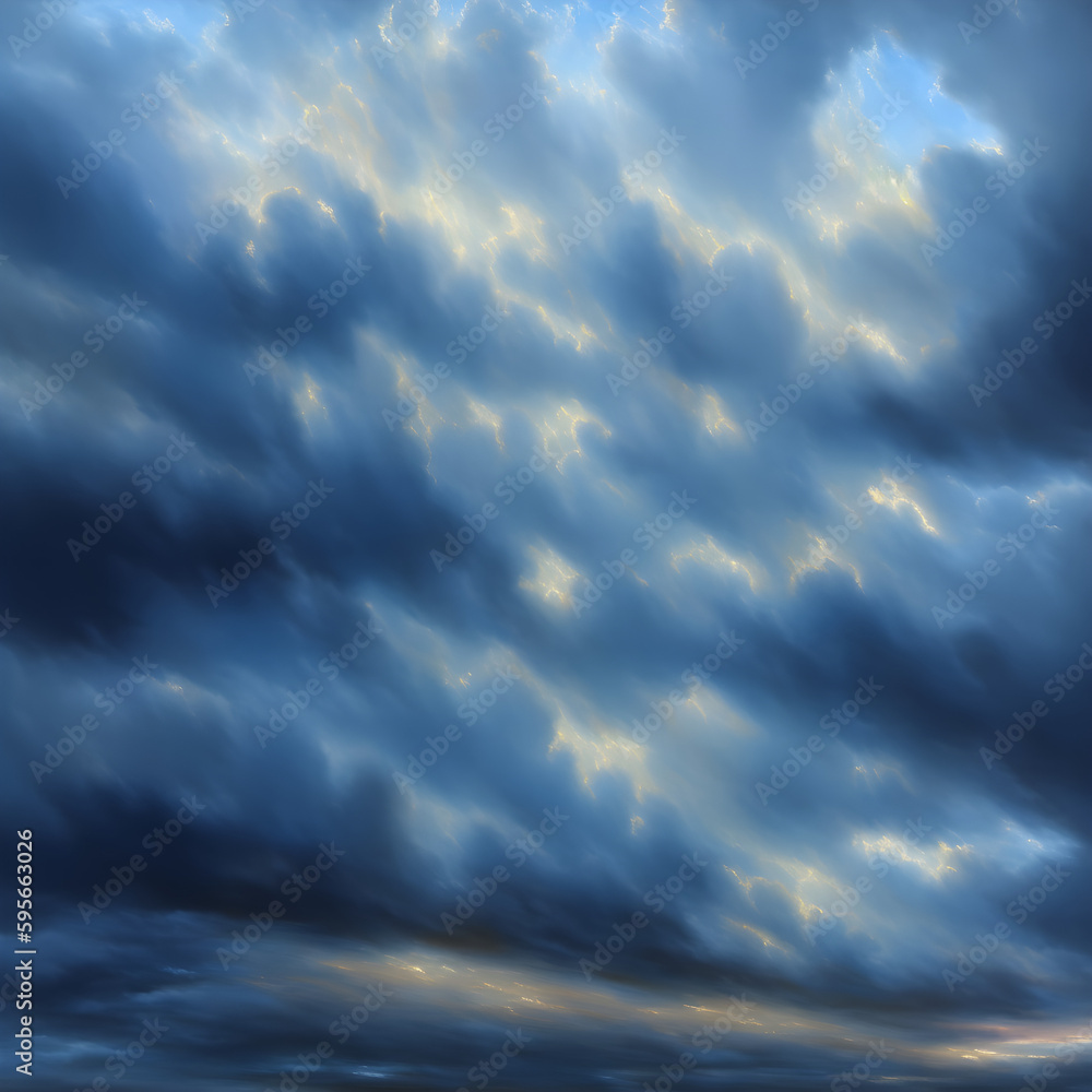 Obraz premium Clouds over the blue ocean Generative Art