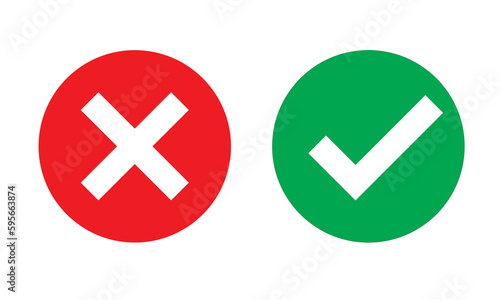yes and no buttons tick and cross icons