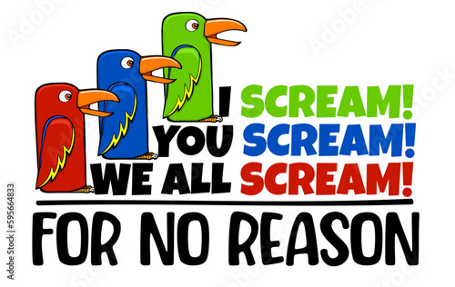 funny cartoon parrot design scream for no reason