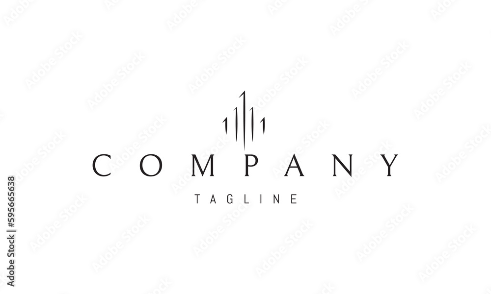 Vector logo on which an abstract image of columns in a linear style. Vector logo on which an abstract image of columns in a linear style.