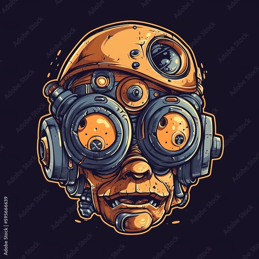 Monster alien robotic face illustrations design, generative ai Monster alien robotic face illustrations design, generative ai