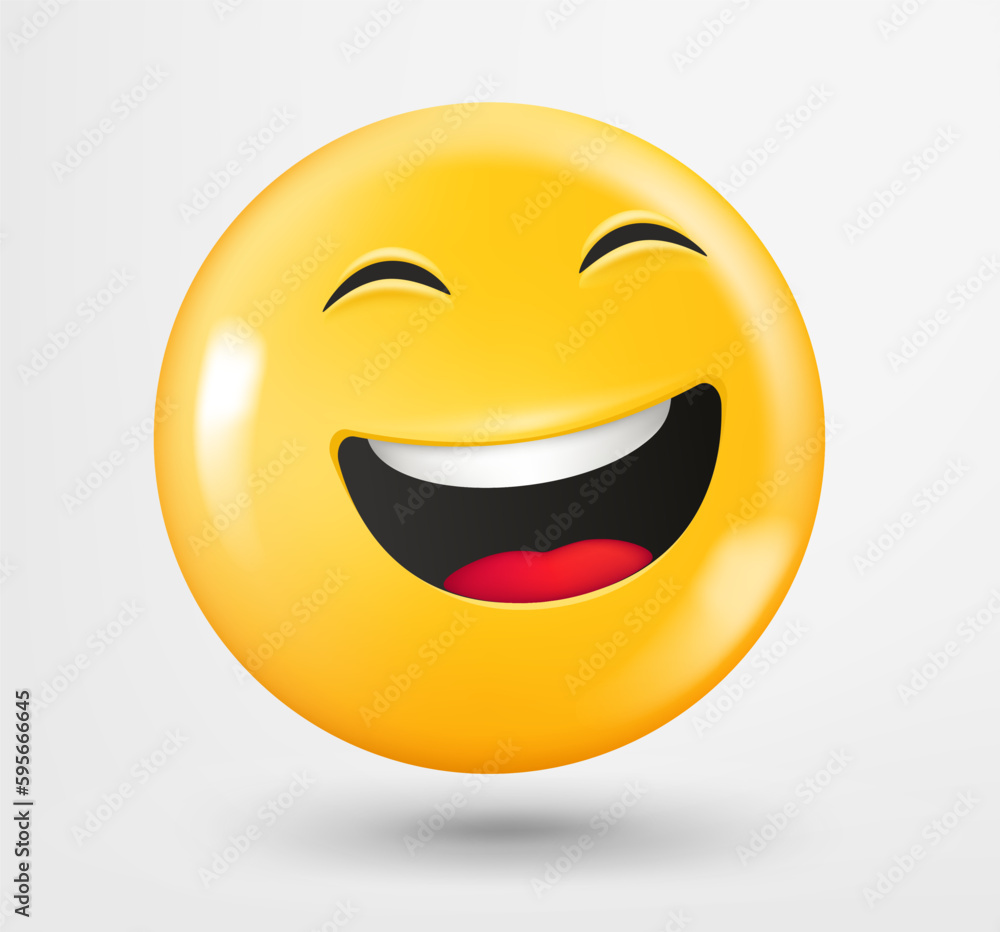 Laughing emoji 3d vector. Emoticon isolated on white background Laughing emoji 3d vector. Emoticon isolated on white background
