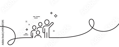 Leadership line icon. Continuous one line with curl. Group of people sign. Business skill symbol. Leadership single outline ribbon. Loop curve pattern. Vector