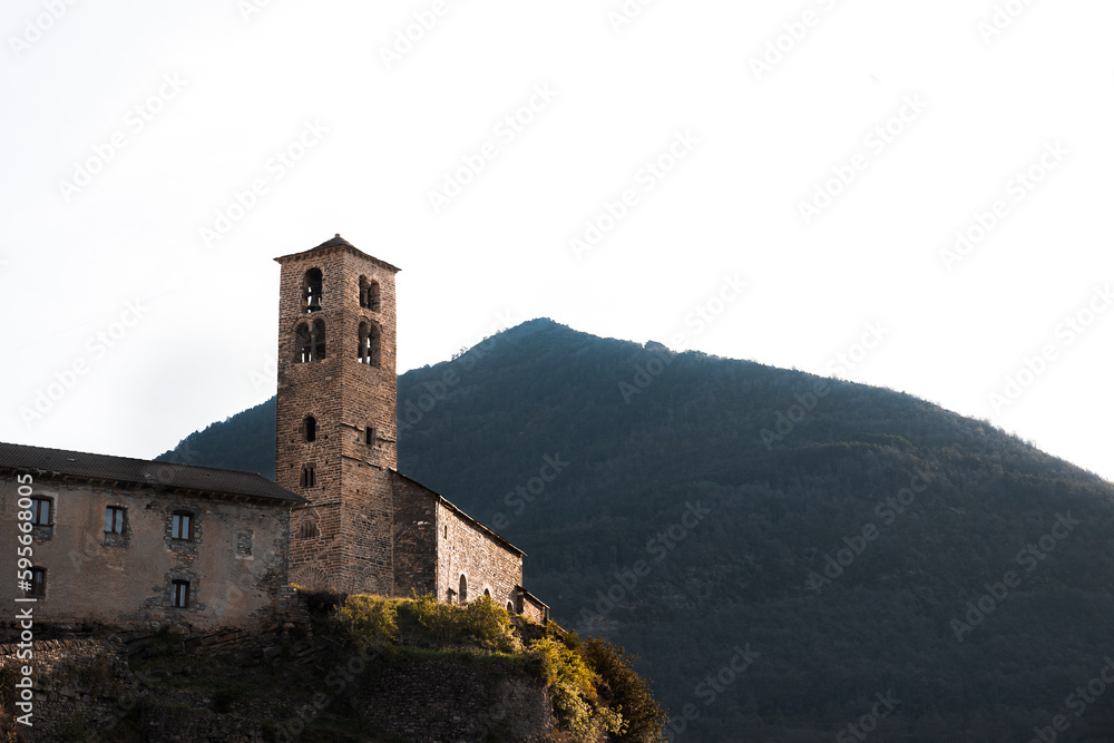 Ancient church in Romanesque style (Broto, Aragon, Spain)