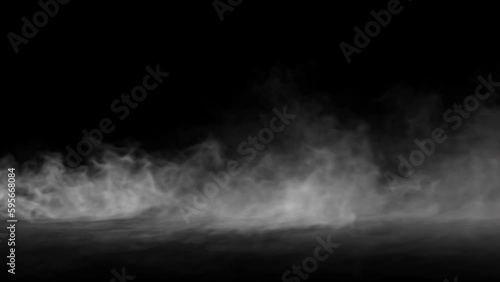 White smoke motion background. Realistic stream of steam simulation. A light fog flowing in 3d space. Seamless loop.