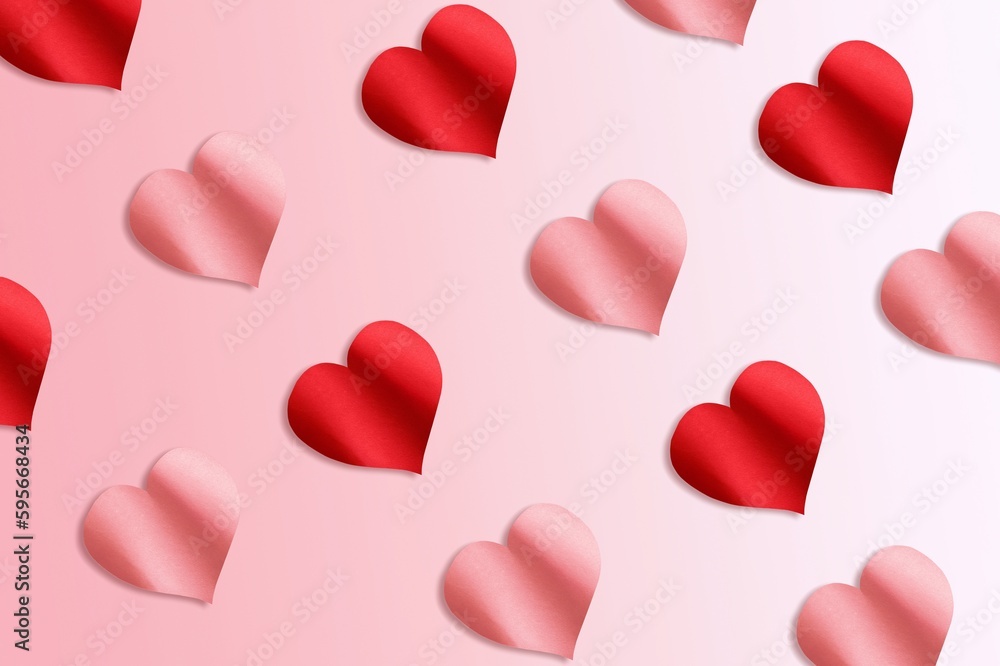 Valentines day concept. Stylish colored hearts composition