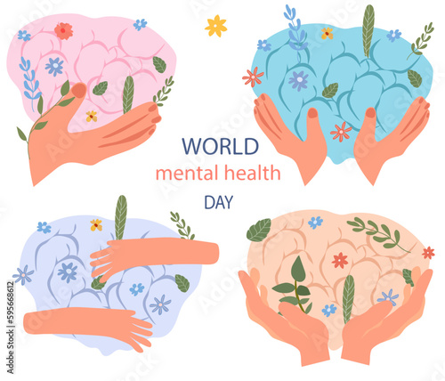 Global Mental Health Day plays a vital role in promoting comprehensive well-being. Mental disorders can profoundly affect feelings, thought patterns, actions, and interpersonal connections. Vector.