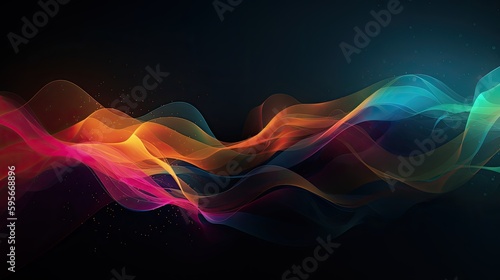 Synth wave background, colorful rainbow synth wave image, AI