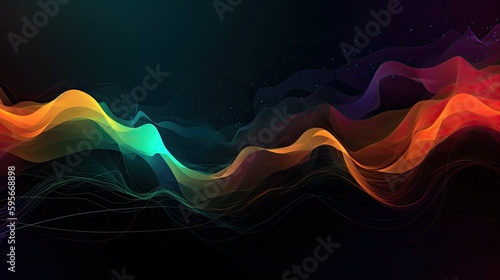 Synth wave background, colorful rainbow synth wave image, AI