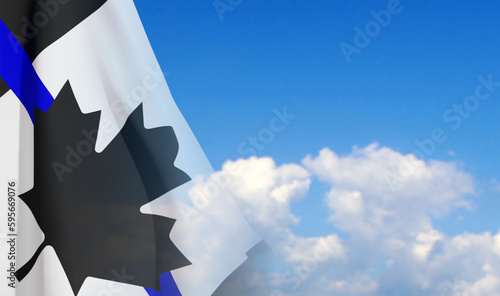 Flag of Canada with Thin Blue Line on background of sky. EPS10 vector
