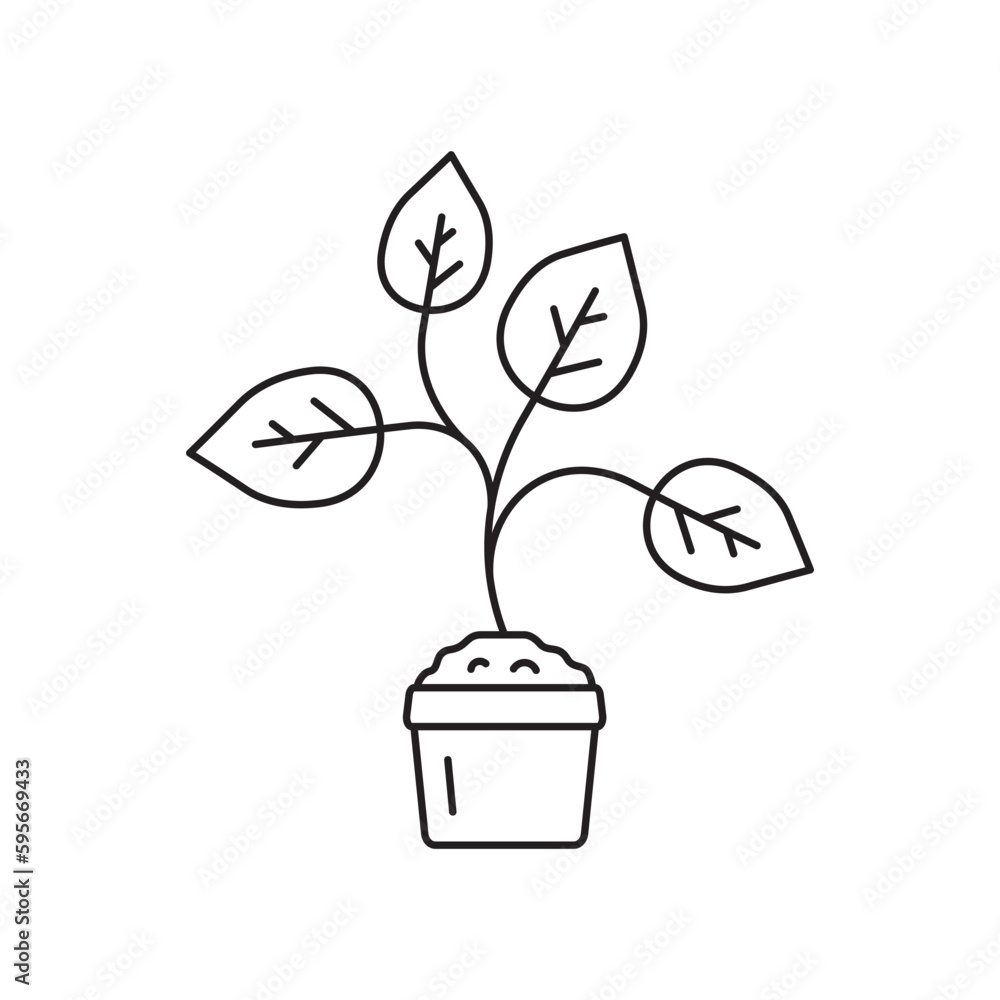 Plant vector linear icon. Houseplant flat sign design. Seedling nature plant symbol isolated pictogram. Plant UX UI icon symbol outline sign Plant vector linear icon. Houseplant flat sign design. Seedling nature plant symbol isolated pictogram. Plant UX UI icon symbol outline sign