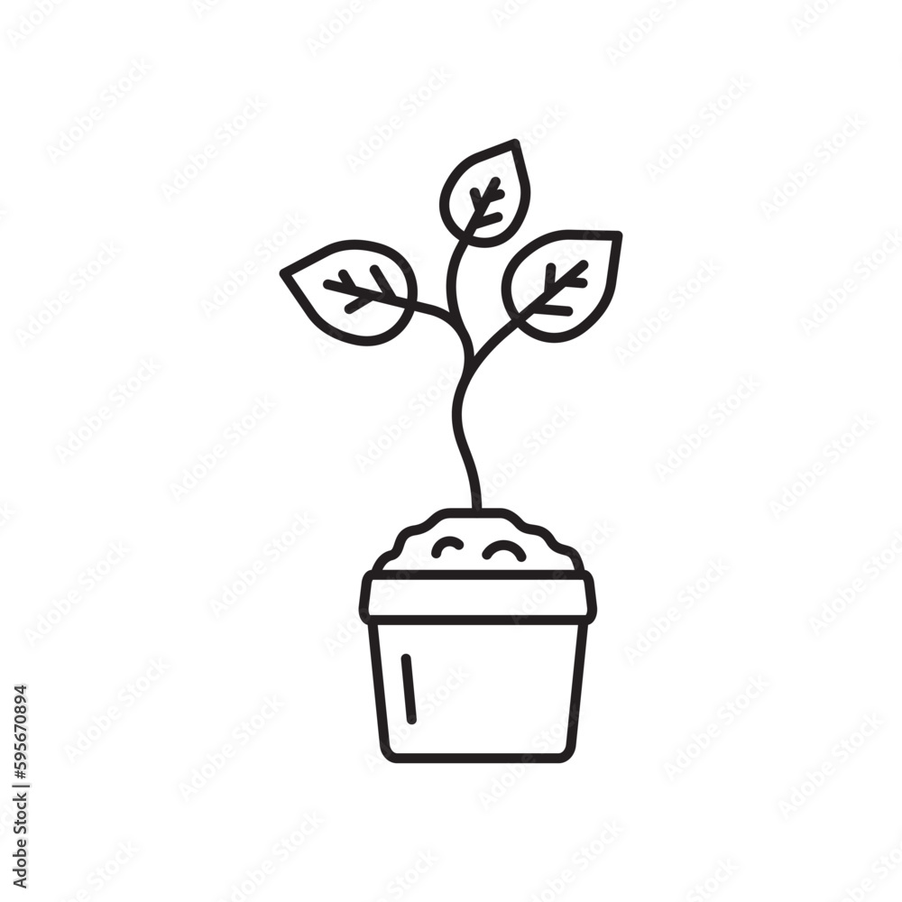 Plant vector linear icon. Houseplant flat sign design. Seedling nature plant symbol isolated pictogram. Plant UX UI icon symbol outline sign Plant vector linear icon. Houseplant flat sign design. Seedling nature plant symbol isolated pictogram. Plant UX UI icon symbol outline sign