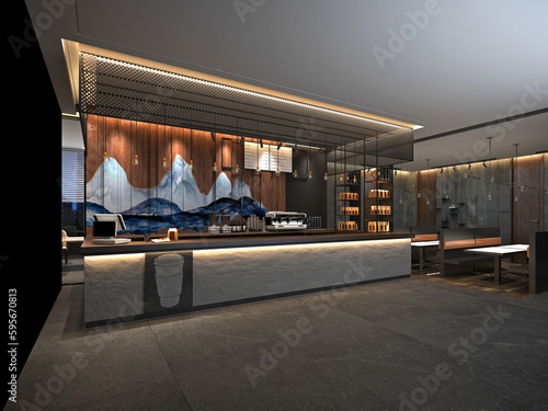 Modern luxury restaurant cafe interior