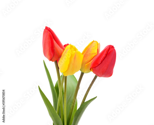 Fototapeta Naklejka Na Ścianę i Meble -  Bouquet of red and yellow tulips.