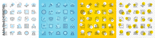 Vector icons set of Paint roller, Wholesale goods and Cogwheel line icons pack for web with Realtor, Power certificate, Greenhouse outline icon. Cable section, Consumption growth. Vector