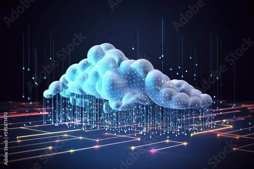 Cloud computing technology, big data, digital data center, cyber security, cloud servers, cloud service, cloud database, cloud connection, data privacy, cloud network. Generative AI
