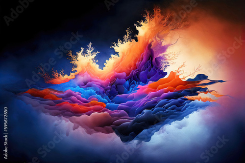 Abstract colorful watercolor paint texture background illustration (Generative AI)
