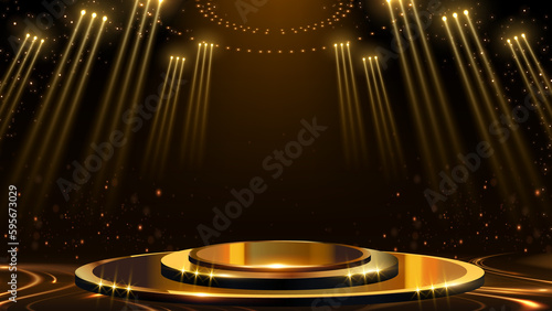 Fotografie Golden Stage Spotlights Royal Awards Graphics Background