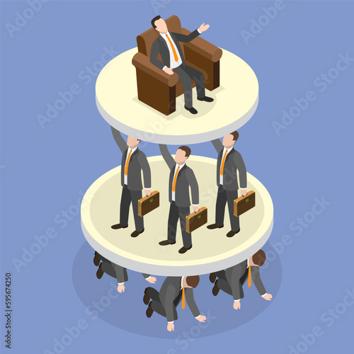 3D Isometric Flat Vector Conceptual Illustration of Capitalism , Exclusive Control of a Market