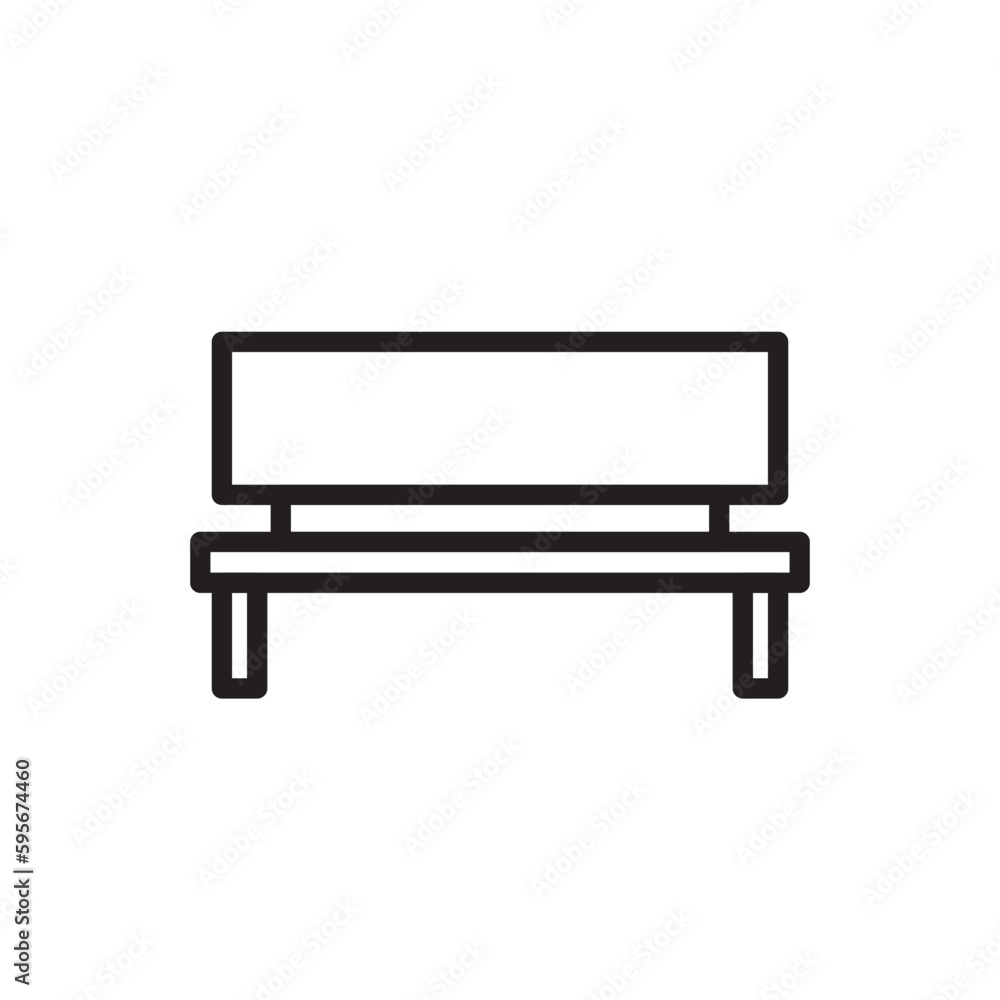 Bench vector line icon. Seat flat sign design. Bench symbol isolated pictogram. UX UI bench icon sign. Linear icon outline symbol Bench vector line icon. Seat flat sign design. Bench symbol isolated pictogram. UX UI bench icon sign. Linear icon outline symbol