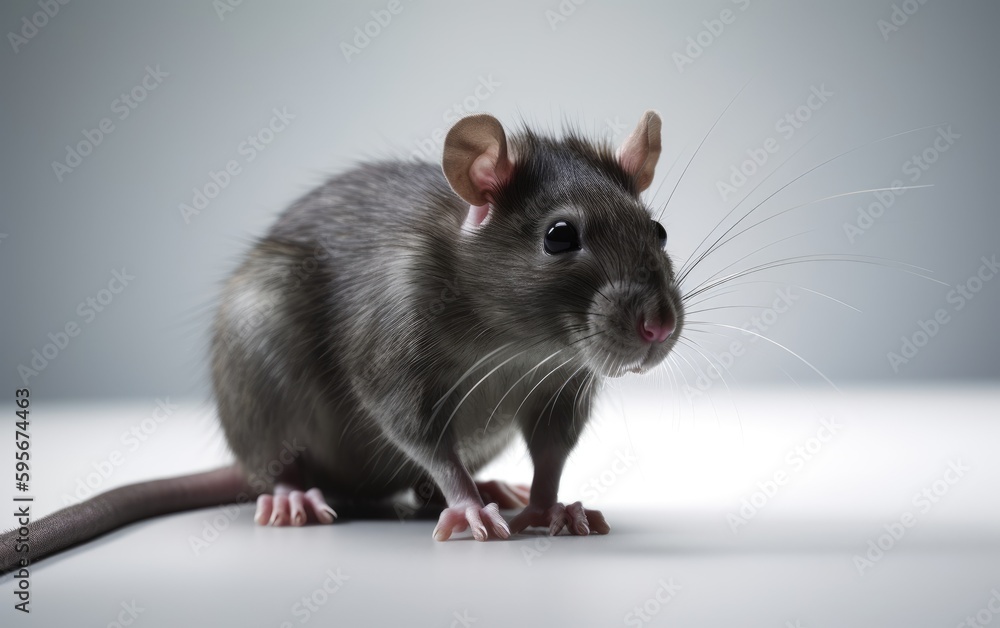 A rat on a white background house rat domestic animal Generative AI A rat on a white background house rat domestic animal Generative AI