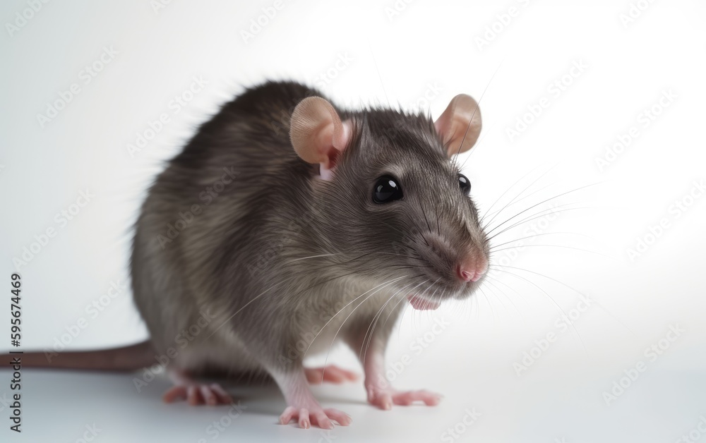 A rat on a white background house rat domestic animal Generative AI A rat on a white background house rat domestic animal Generative AI