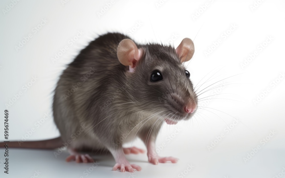 A rat on a white background house rat domestic animal Generative AI