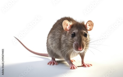 A rat on a white background house rat domestic animal Generative AI © mureli