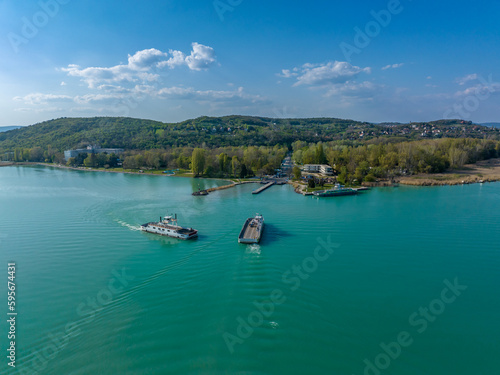 Fototapeta Naklejka Na Ścianę i Meble -  Ferry between Szántód and Tihany on Lake Balaton, Hungary