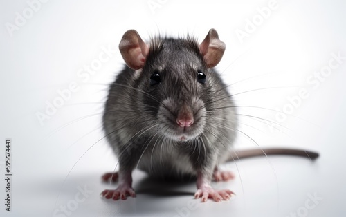 A rat on a white background house rat domestic animal Generative AI