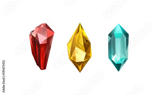 A collection of images of diamonds of various geometric shapes, colors and sizes.Glass shiny crystals with different shades reflecting light.Vector realistic set of glow gemstone or colorful ice.